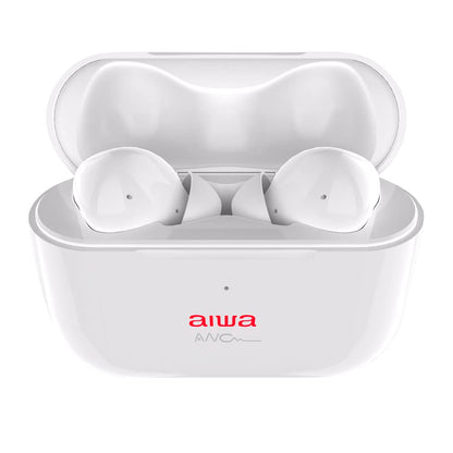 Aiwa EBTW-888ANC/WT (UK) White Diamond Pods, True Wireless In Ear Headphones (TWS) with Active noise cancelling, HD, Voice Assist, Gaming Mode, Hands free Call, Waterproof/White