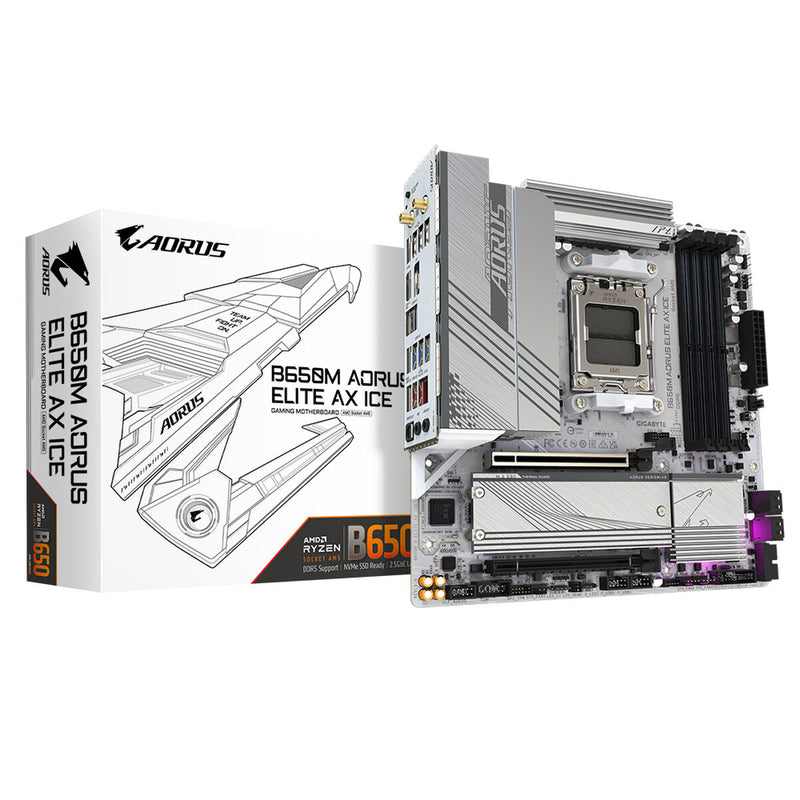 GIGABYTE Aorus B650 AORUS Elite AX Ice (Sockel AM5/B650/DDR5/S-ATA 6Gb/s/Micro ATX