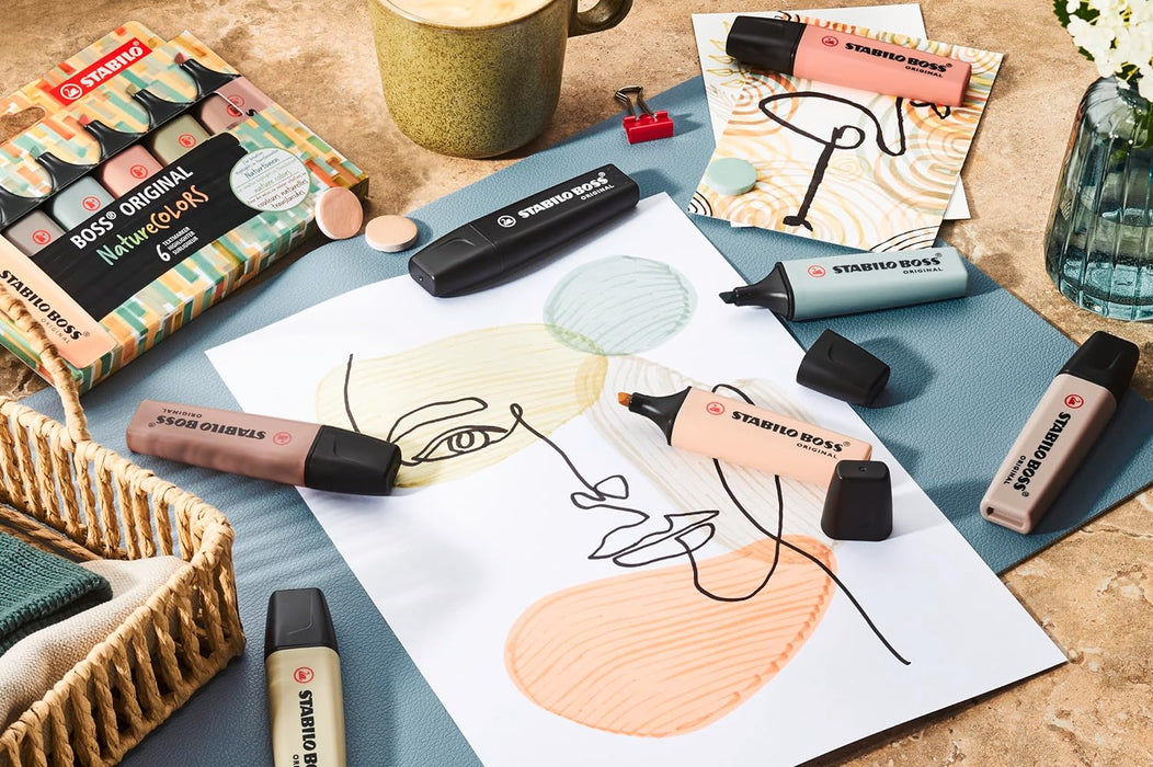 Highlighter - STABILO BOSS ORIGINAL NatureCOLORS - Pack of 6