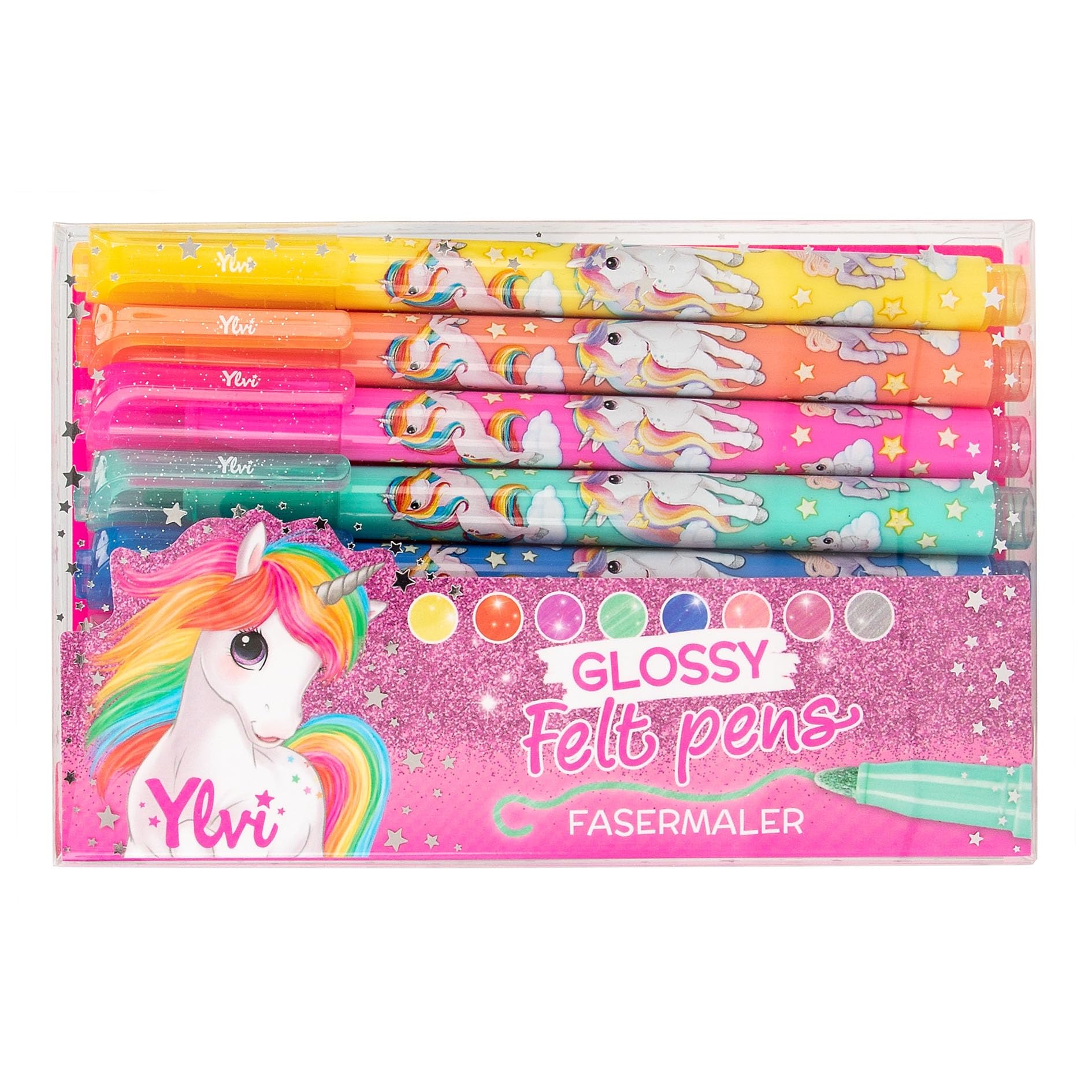 Depesche 12094 Ylvi - Rotuladores Brillantes, Juego de 8 rotuladores en Colores Metalizados, para Pintar, Escribir y Decorar