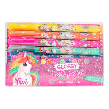 Depesche 12094 Ylvi - Rotuladores Brillantes, Juego de 8 rotuladores en Colores Metalizados, para Pintar, Escribir y Decorar