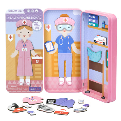 mierEdu Magnetic Game Box Nurse for Dressing - Promotes Motor Skills + Imagination I Ideal for Home & Travel Game for Children I Magnetic Toy Children I Travel Games Children from 3 Years