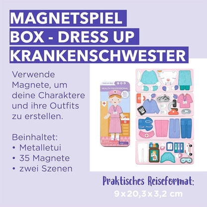 mierEdu Magnetic Game Box Nurse for Dressing - Promotes Motor Skills + Imagination I Ideal for Home & Travel Game for Children I Magnetic Toy Children I Travel Games Children from 3 Years