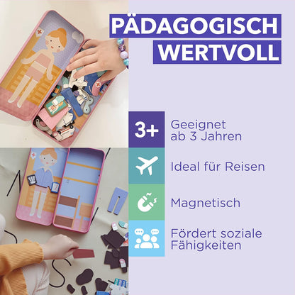 mierEdu Magnetic Game Box Nurse for Dressing - Promotes Motor Skills + Imagination I Ideal for Home & Travel Game for Children I Magnetic Toy Children I Travel Games Children from 3 Years