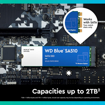 WD Blue SA510 2TB M.2 SATA SSD with up to 560MB/s read speed