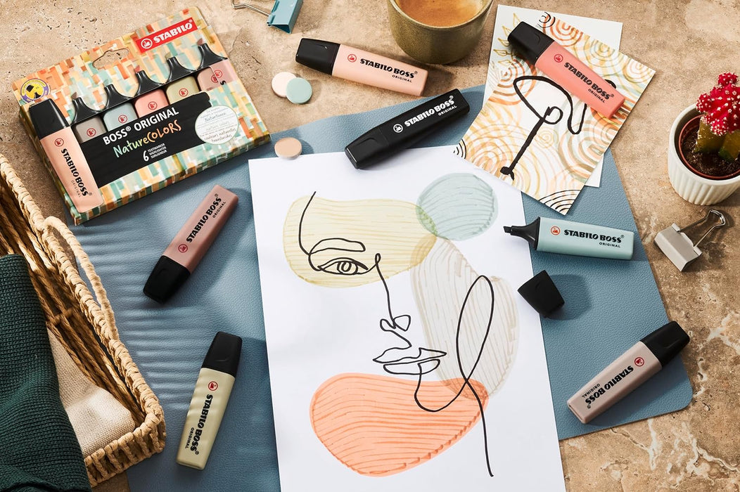 Highlighter - STABILO BOSS ORIGINAL NatureCOLORS - Pack of 8 Colours