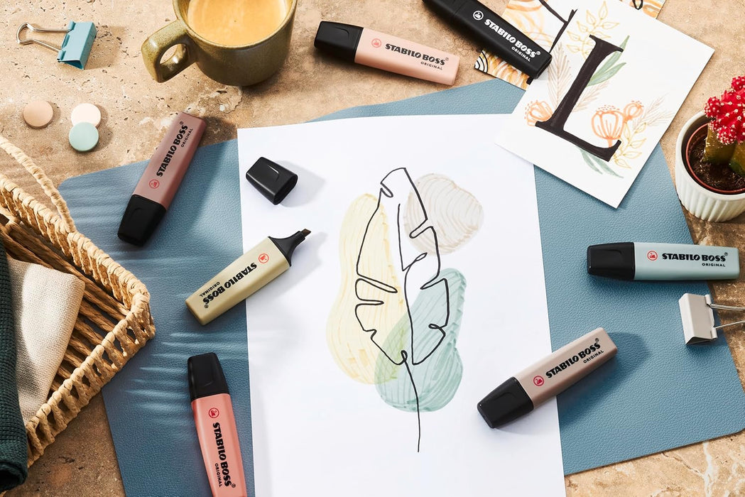 Highlighter - STABILO BOSS ORIGINAL NatureCOLORS - Pack of 8 Colours