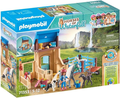 Playmobil 71353 Horses of Waterfall Horse Stall with Amelia and Whisper, adventures at the picturesque Waterfall Ranch, fun imaginative role-play, sustainable play sets suitable for children ages 5+