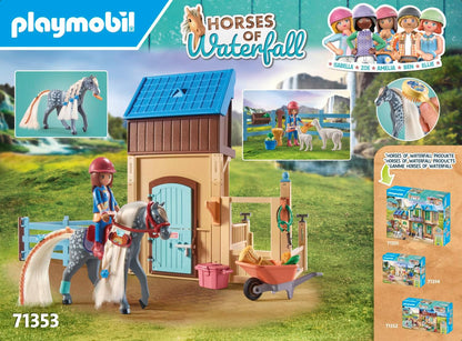 Playmobil 71353 Horses of Waterfall Horse Stall with Amelia and Whisper, adventures at the picturesque Waterfall Ranch, fun imaginative role-play, sustainable play sets suitable for children ages 5+