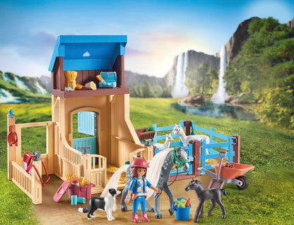 Playmobil 71353 Horses of Waterfall Horse Stall with Amelia and Whisper, adventures at the picturesque Waterfall Ranch, fun imaginative role-play, sustainable play sets suitable for children ages 5+
