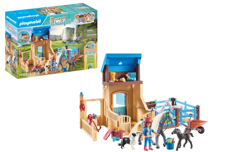 Playmobil 71353 Horses of Waterfall Horse Stall with Amelia and Whisper, adventures at the picturesque Waterfall Ranch, fun imaginative role-play, sustainable play sets suitable for children ages 5+