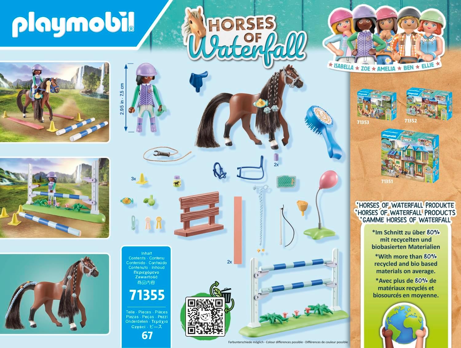Playmobil 71355 Horses of Waterfall Jumping Arena with Zoe and Blaze, training for the championship with rewards, fun imaginative role-play, sustainable play sets suitable for children ages 5+