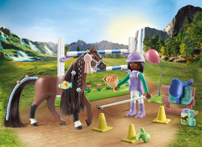 Playmobil 71355 Horses of Waterfall Jumping Arena with Zoe and Blaze, training for the championship with rewards, fun imaginative role-play, sustainable play sets suitable for children ages 5+