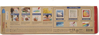 Kitpas Rice Bran Wax Art Crayons 24 Colors for Kids ages 3+, Window Art, Erasable, Water-Soluble, English Edition