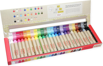 Kitpas Rice Bran Wax Art Crayons 24 Colors for Kids ages 3+, Window Art, Erasable, Water-Soluble, English Edition