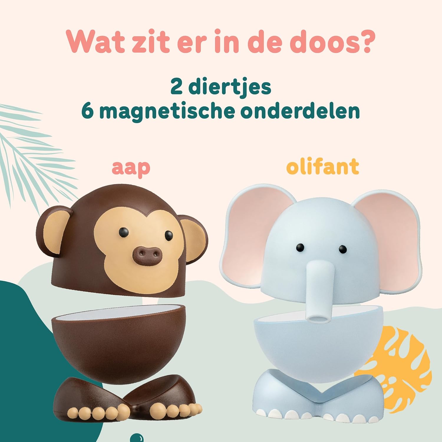 Magimals Safari – Interactive & Magnetic Animals to connect together (6 pieces). Fun and creative bath toys for your child - Safe and squeezable.