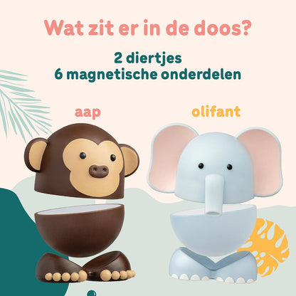 Magimals Safari – Interactive & Magnetic Animals to connect together (6 pieces). Fun and creative bath toys for your child - Safe and squeezable.