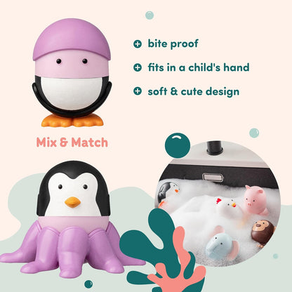 Sealife – Interactive & Magnetic Animals to connect together (6 pieces). Fun and creative bath toys for your child - Safe and squeezable.