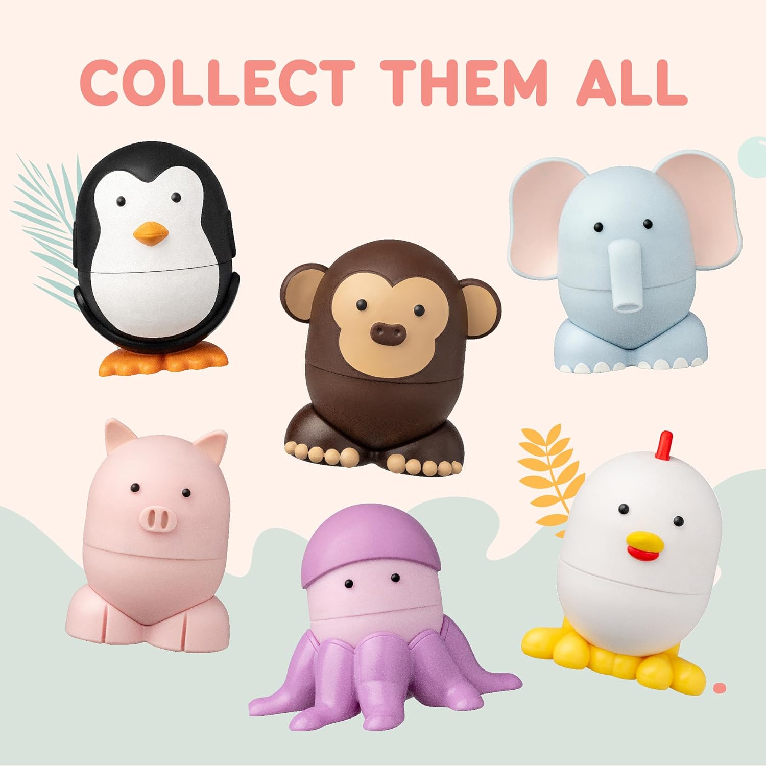 Sealife – Interactive & Magnetic Animals to connect together (6 pieces). Fun and creative bath toys for your child - Safe and squeezable.