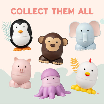 Sealife – Interactive & Magnetic Animals to connect together (6 pieces). Fun and creative bath toys for your child - Safe and squeezable.