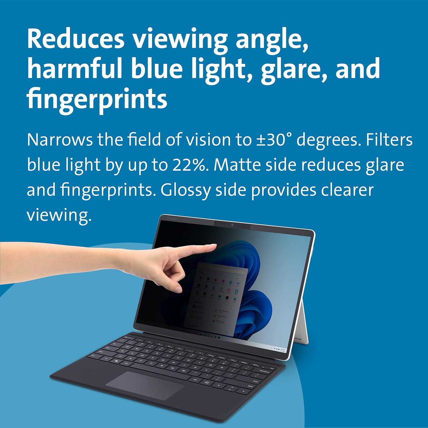 Kensington MagPro Elite Magnetic Privacy Screen Filter for Surface Pro 8, Removable Protector, Anti-Glare and Blue Light Reduction, Easy On/Off, Designed Exclusively for Microsoft Surface (K51700WW