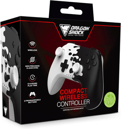 DragonShock - PopTop Black and White - Compact Bluetooth Wireless Controller for Nintendo Switch - Switch OLED - PC - Android
