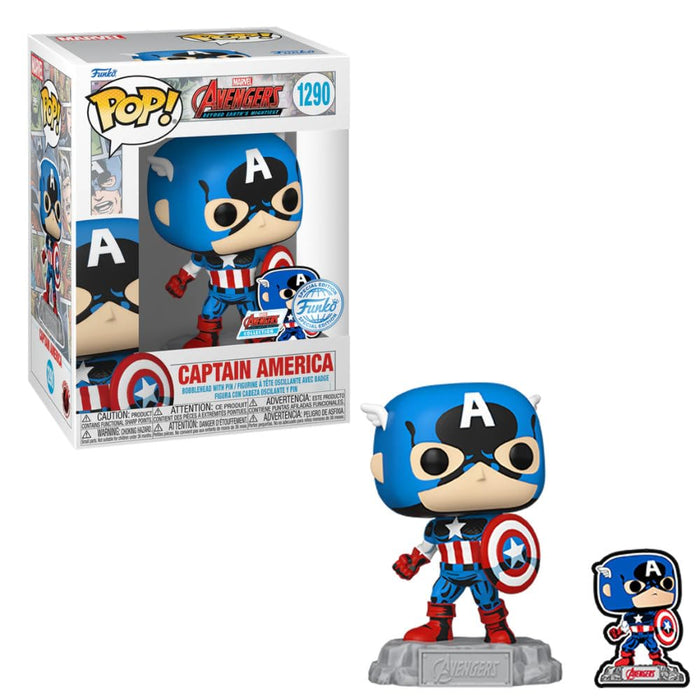 Funko POP! Marvel: A60- Comic Captain America With Enamel Pin - Marvel Comics - Amazon Exclusive - Collectable Vinyl Figure - Gift Idea - Official Merchandise - Toys for Kids & Adults