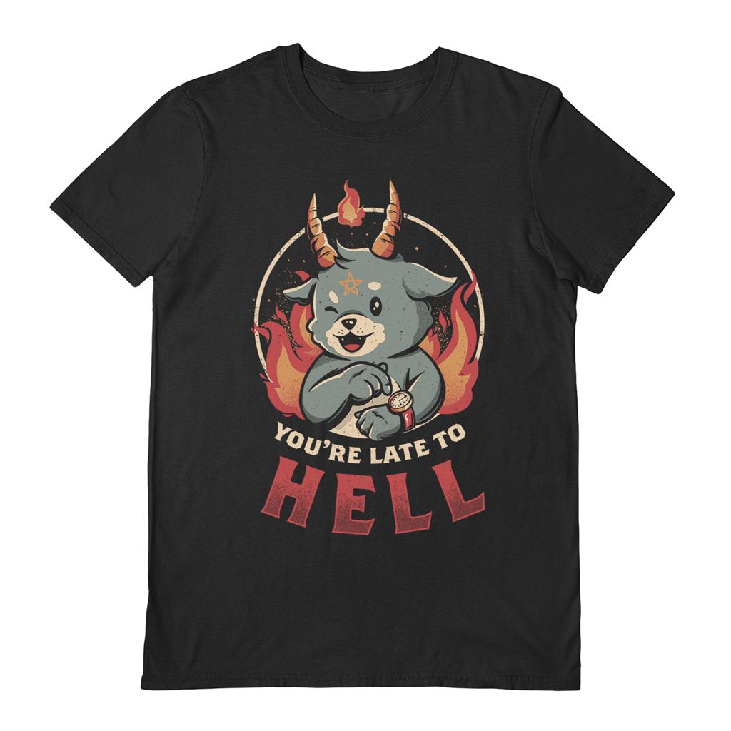EDUELY (YOU`RE LATE TO HELL) BLACK UNISEX T-SHIRT LARGE