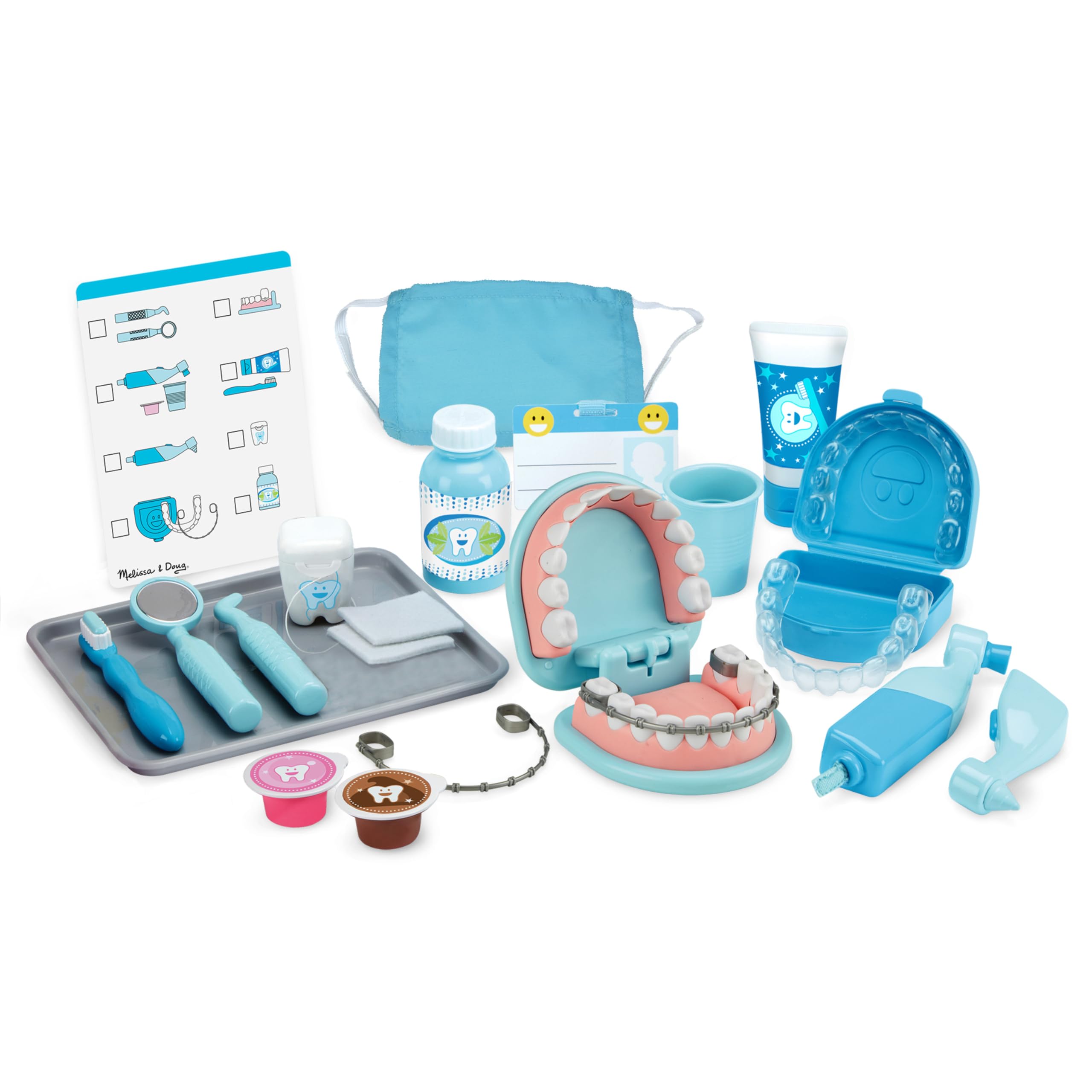 Melissa & Doug Juego Dentista, Juego Educativo para niños y niñas, Juego de imitación, Juguete Creativo Montessori, Regalo para niños de 3 4 5 6 7 años, 26 Piezas y Accesorios