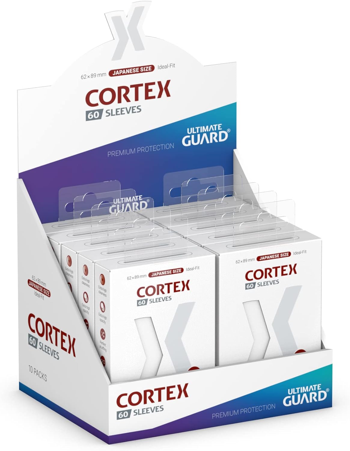 Ultimate Guard Cortex Card Sleeves, 60 Japanese Size TCG Sleeves, 62 x 89mm, White Back, Glossy Finish, No PVC & Acid-Free, High Clarity