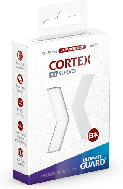Ultimate Guard Cortex Card Sleeves, 60 Japanese Size TCG Sleeves, 62 x 89mm, White Back, Glossy Finish, No PVC & Acid-Free, High Clarity