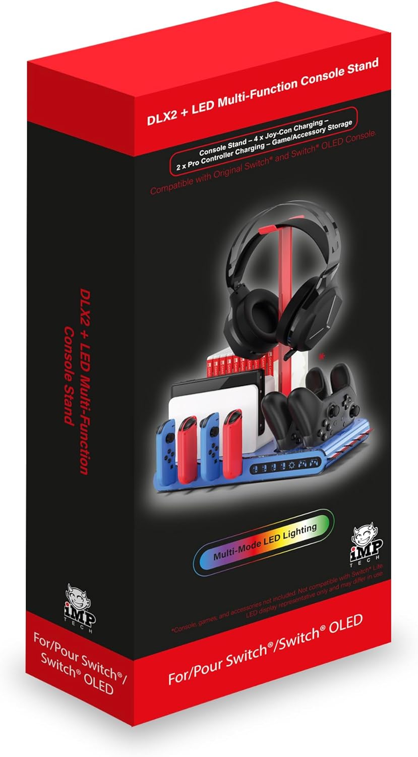 Imp Gaming DLX2 LED Multi-Function Charge and Store Stand Nintendo Switch Nintendo Switch Multi Colour