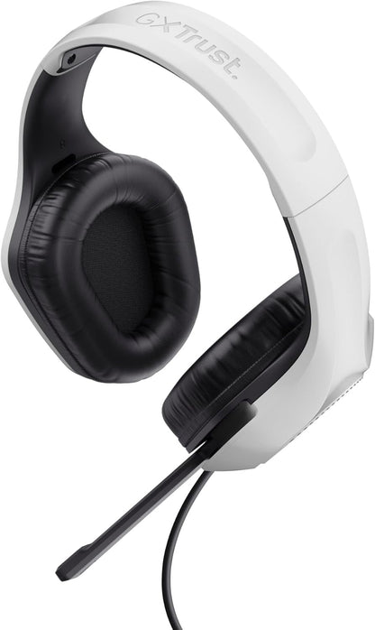 Trust Gaming GXT 415PS Zirox Lightweight Gaming Headset for PlayStation 5 Consoles with 50mm Drivers, 3.5 mm Jack, 1.2m Cable, Foldaway Microphone, Over-Ear PS5 Wired Headphones - White