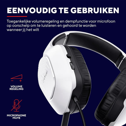 Trust Gaming GXT 415W Zirox Lichtgewicht Gaming Headset met 50mm-drivers voor PC, Xbox, PS4, PS5, Switch, Mobile, 3.5 mm Jack, 2m Kabel, Opklapbare Microfoon, Over-Ear Bedrade Koptelefoon