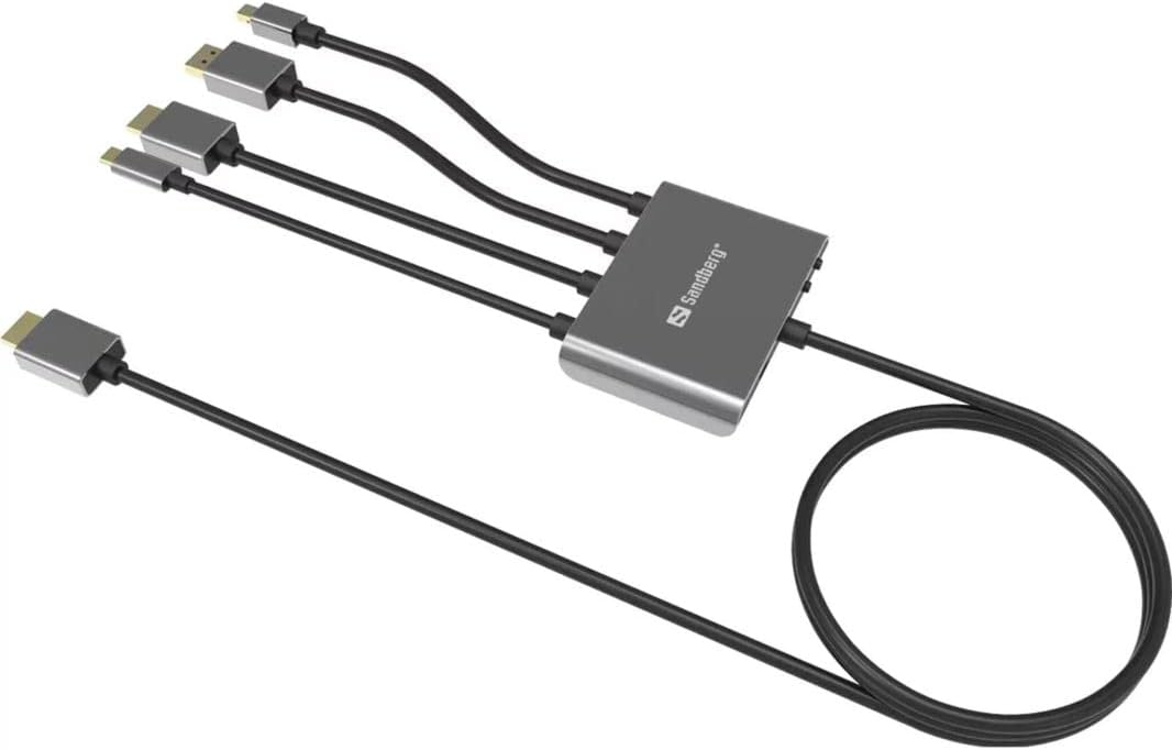 Sandberg All-In-1 Display Adapter Hub, HDMI na HDMI, USB-C, Displayport, Mini-Displayport