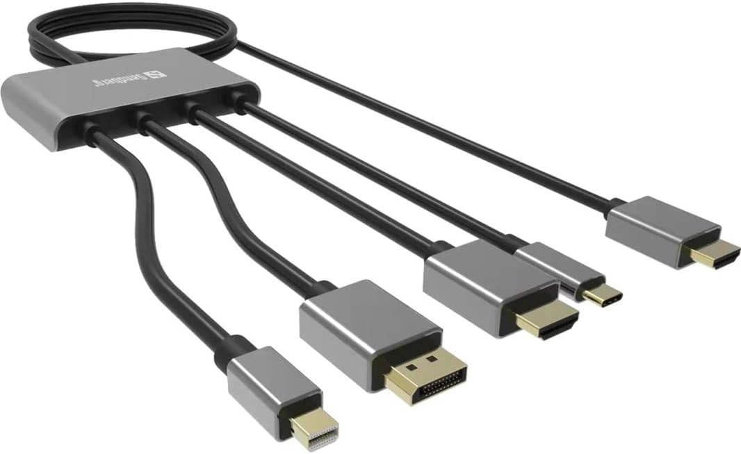 Sandberg All-In-1 Display Adapter Hub, HDMI na HDMI, USB-C, Displayport, Mini-Displayport