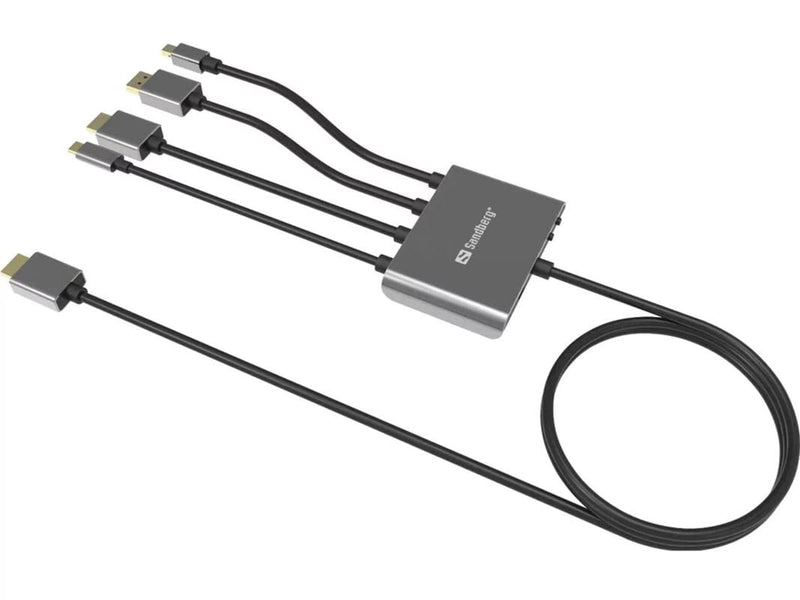 Sandberg All-In-1 Display Adapter Hub, HDMI na HDMI, USB-C, Displayport, Mini-Displayport