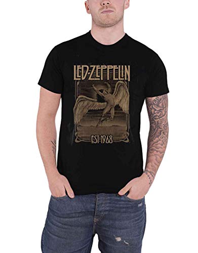 Led Zeppelin T Shirt Faded Falling Band Logo Nuovo Ufficiale Uomo Nero L Nero