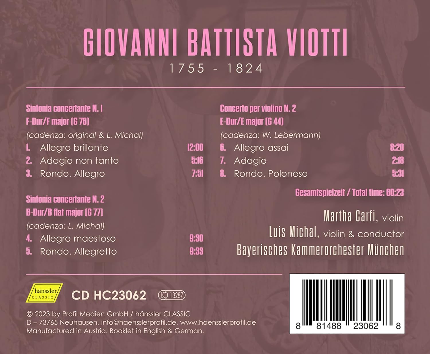 Viotti: Sinfonie concertanti 1 & 2; Concerto per Violino 2