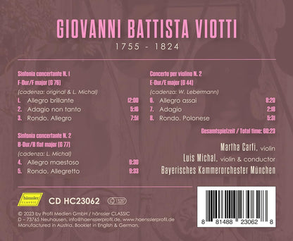 Viotti: Sinfonie concertanti 1 & 2; Concerto per Violino 2