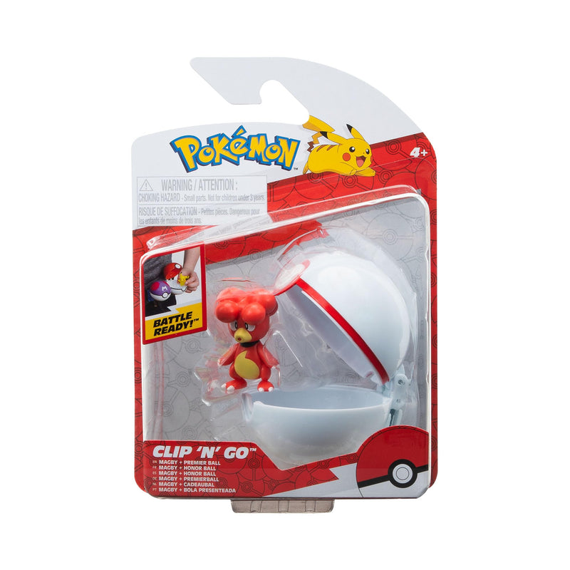 Pokémon Clip ‘N’ Go Magby and Premier Ball Includes 2-Inch Battle Figure and Premier Ball Accessory