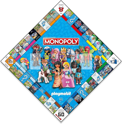 Winning Moves Playmobil Monopoly Board Game, buy iconic PLAYMOBIL sets from the Stable, Police Headquarters to the Princess Castle and Skull Pirate Ship, great gift for ages 8 plus