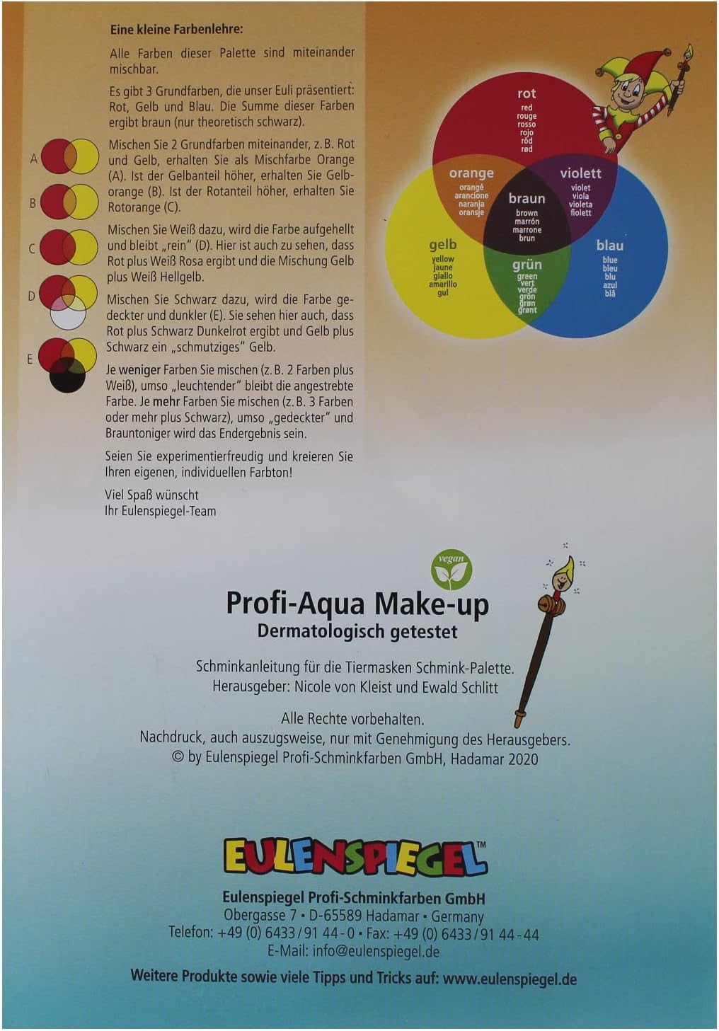 8 Colour Palette Animal Make-up Box Make-up palette animal masks