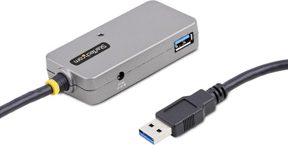 StarTech.com USB Extender Hub, 10m USB 3.0 Extension Cable w/ 4-Port USB-A Hub, Active/Bus Powered USB Repeater Cable, Optional 20W Power Supply Included, Level 2 ESD Protection (U01043-USB-EXTENDER