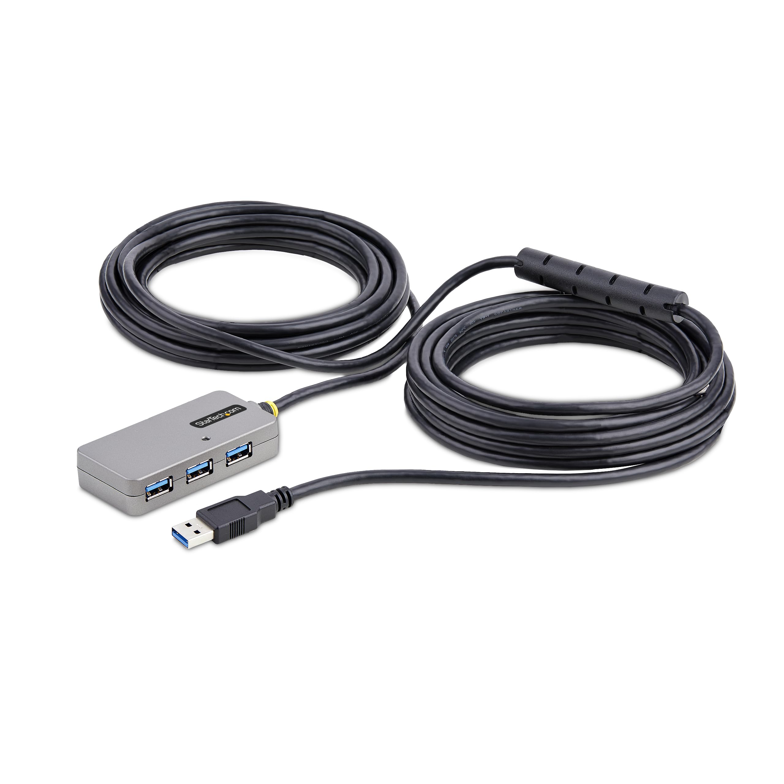 StarTech.com USB Extender Hub, 10m USB 3.0 Extension Cable w/ 4-Port USB-A Hub, Active/Bus Powered USB Repeater Cable, Optional 20W Power Supply Included, Level 2 ESD Protection (U01043-USB-EXTENDER