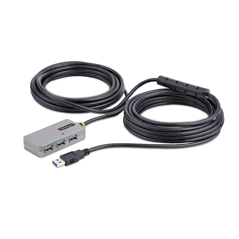 StarTech.com USB Extender Hub, 10m USB 3.0 Extension Cable w/ 4-Port USB-A Hub, Active/Bus Powered USB Repeater Cable, Optional 20W Power Supply Included, Level 2 ESD Protection (U01043-USB-EXTENDER