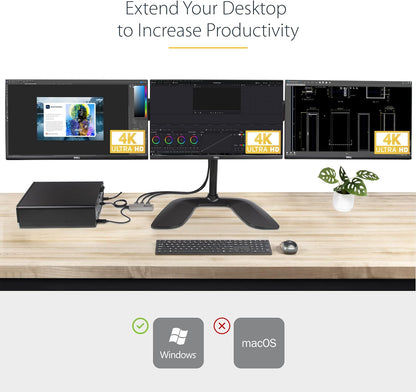 StarTech.com 3-Port MST Hub - DisplayPort to 3x HDMI, Triple 4K 60Hz Monitors, DP 1.4 Multi-Monitor Video Adapter, 1ft (30cm) Built-in Cable, USB Powered, Windows Only (MST14DP123HD