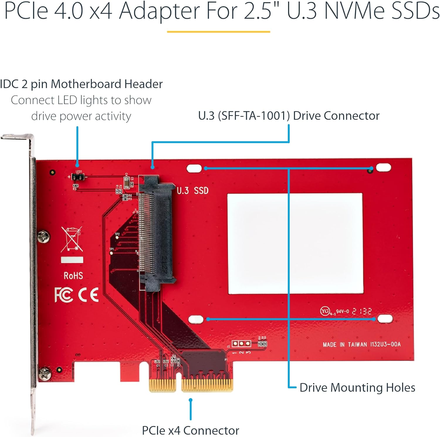 U.3 To Pcie Adapter Card - Pci Express 4. U.3 Nvme Ssds