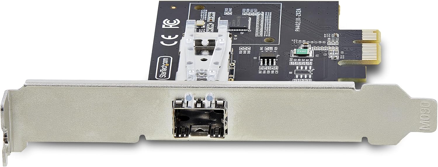 StarTech.com 1-Port GbE SFP Network Card, PCIe 2.1 x1, Intel I210-IS, 1GbE Controller, 1000BASE Copper/Fiber Optic, Single-Port Gigabit Ethernet NIC, Desktop/Server Backplanes (P011GI-NETWORK-CARD