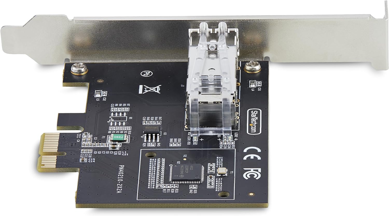 StarTech.com 1-Port GbE SFP Network Card, PCIe 2.1 x1, Intel I210-IS, 1GbE Controller, 1000BASE Copper/Fiber Optic, Single-Port Gigabit Ethernet NIC, Desktop/Server Backplanes (P011GI-NETWORK-CARD